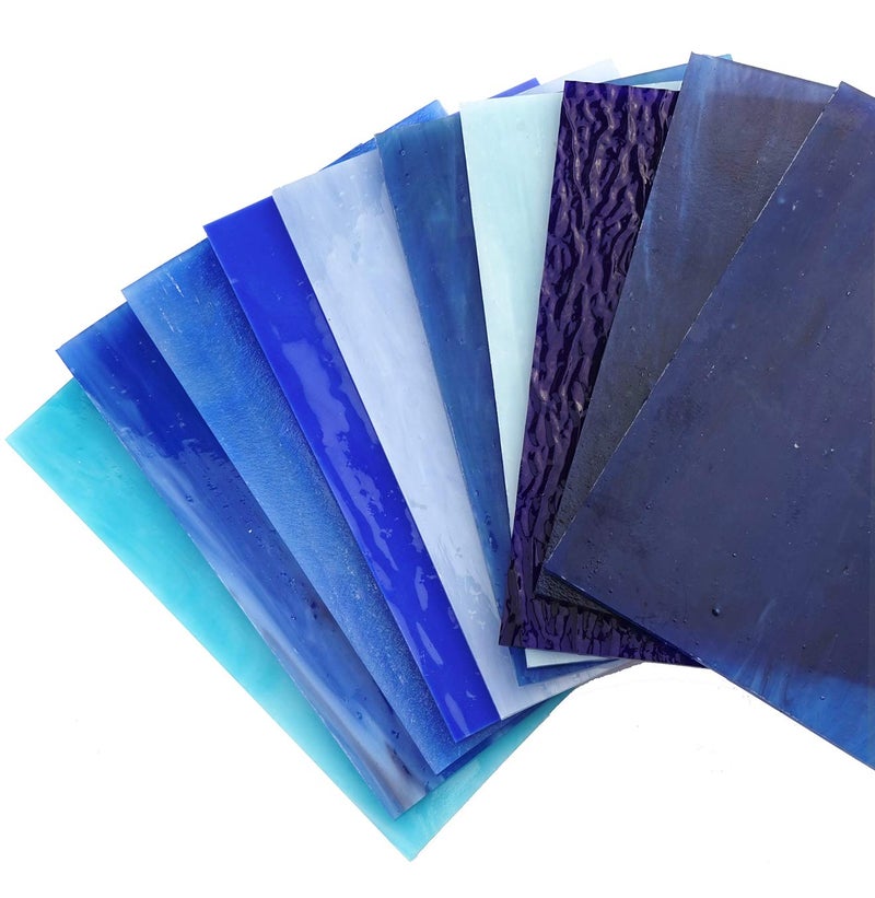 Lanyaniï¼ˆ10 Sheetsï¼‰Blue Variety Stained Glass Sheets 4 x 6 inch Opal Art Glass Pack Tiffany Glass, Mixed Textures - Image 3